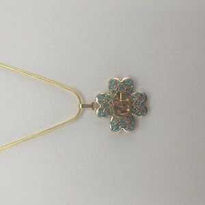 Authentic Gucci Gold Flower Pendant With Blue Topaz Stones Stamped 18k Necklace